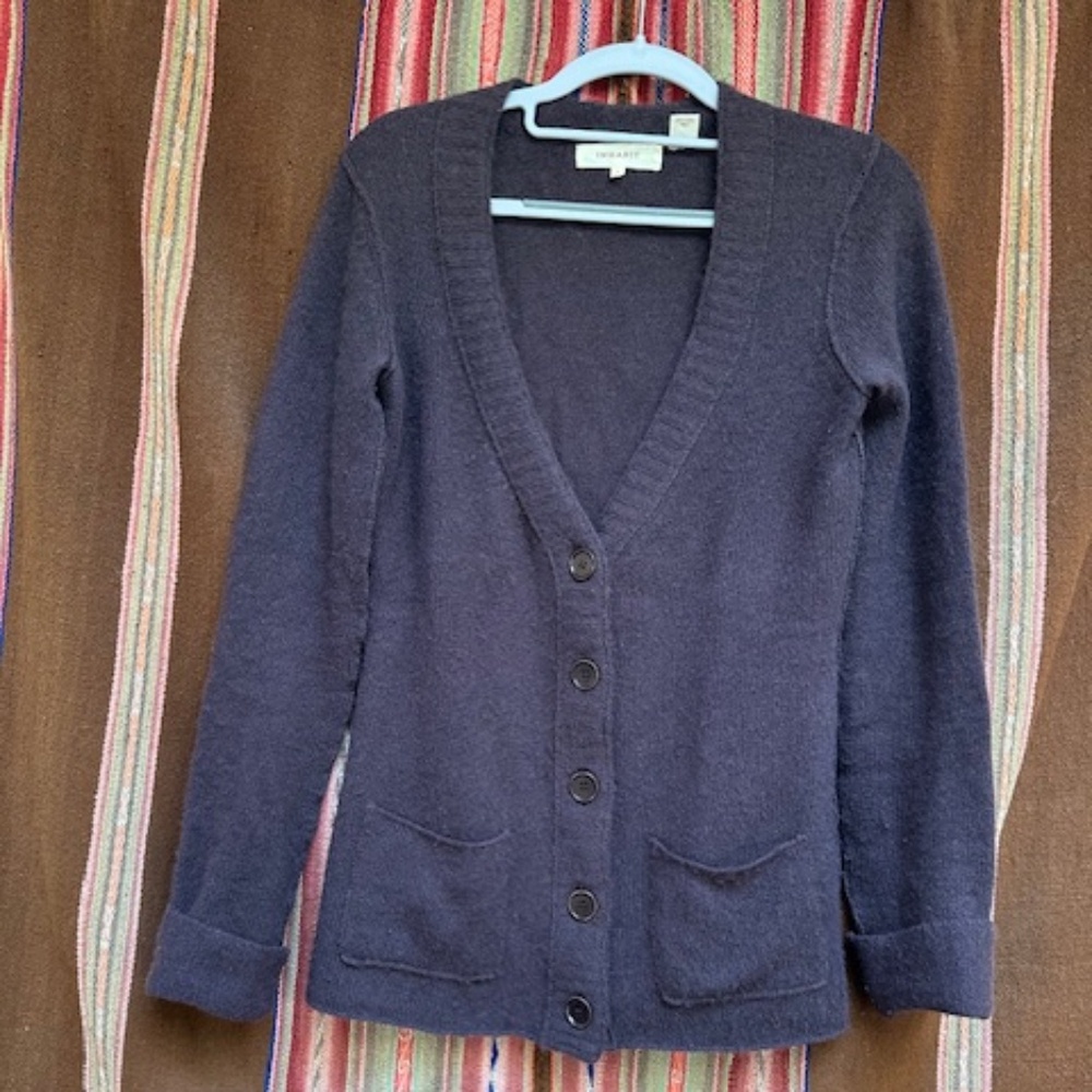 INHABIT DARK BROWN CASHMERE CARDIGAN - SIZE S